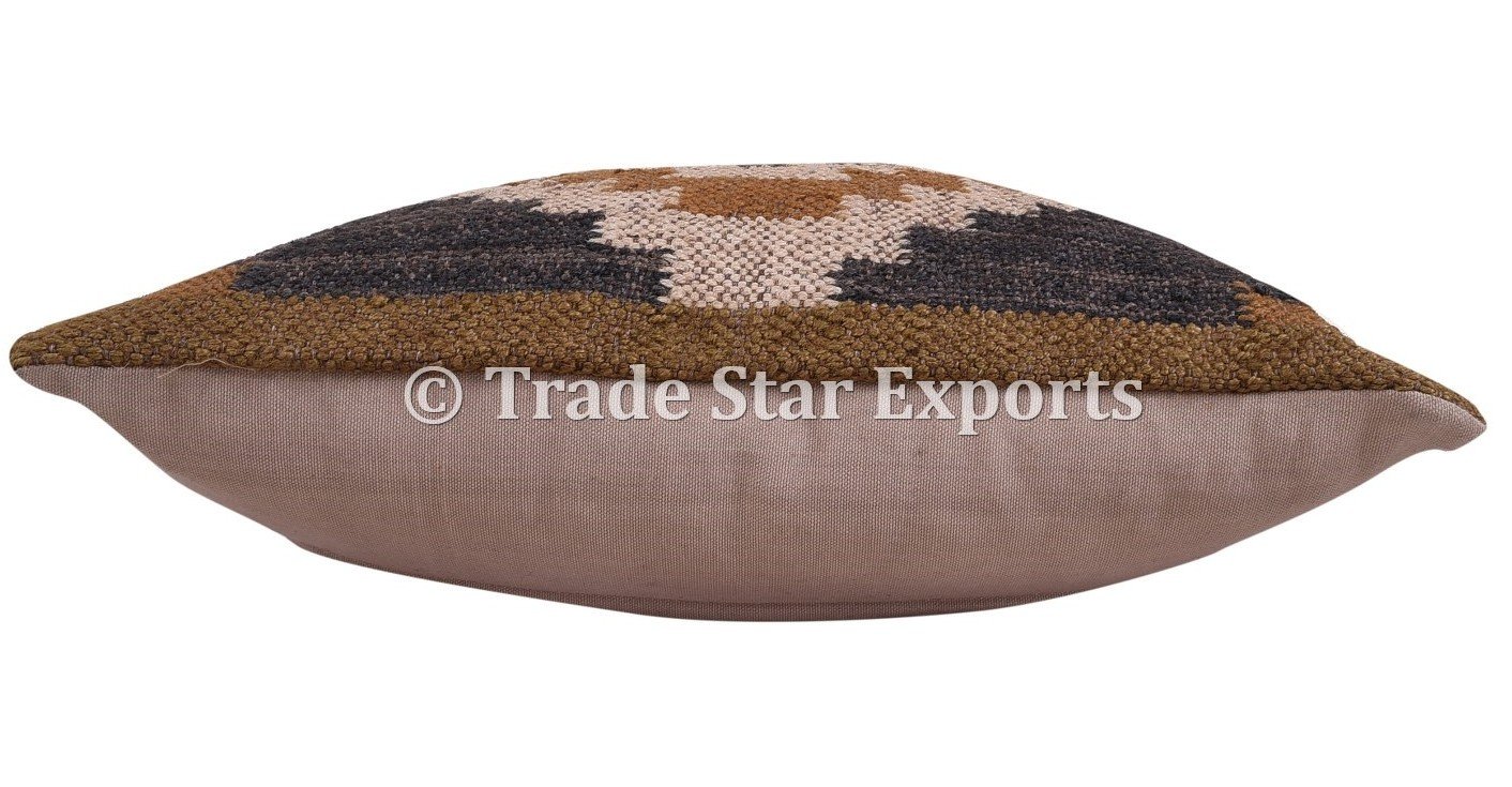 Trade Star Exports Set di 5 Indiano Kilim Cuscino, 18 x 18 Tappeto in Juta Tessuto a Mano, guanciale Quadrato Fatto a Mano, Cuscini Kelim Cuscino Decorativo Sham, Boho Cuscini