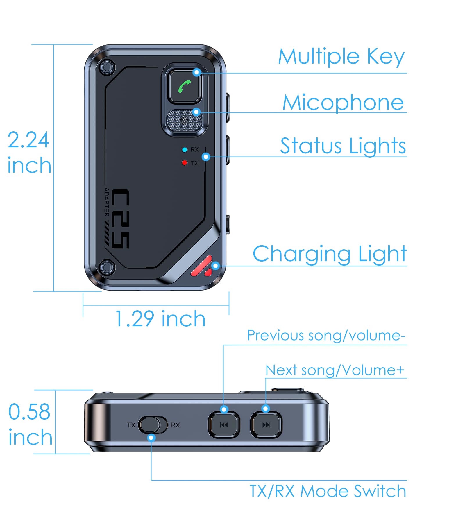KAIY - Receptor de transmisor Bluetooth, adaptador AUX Bluetooth para coche, transmisor Bluetooth para televisión, avión, auriculares, receptor Bluetooth para adaptador estéreo de coche, adaptador AUX
