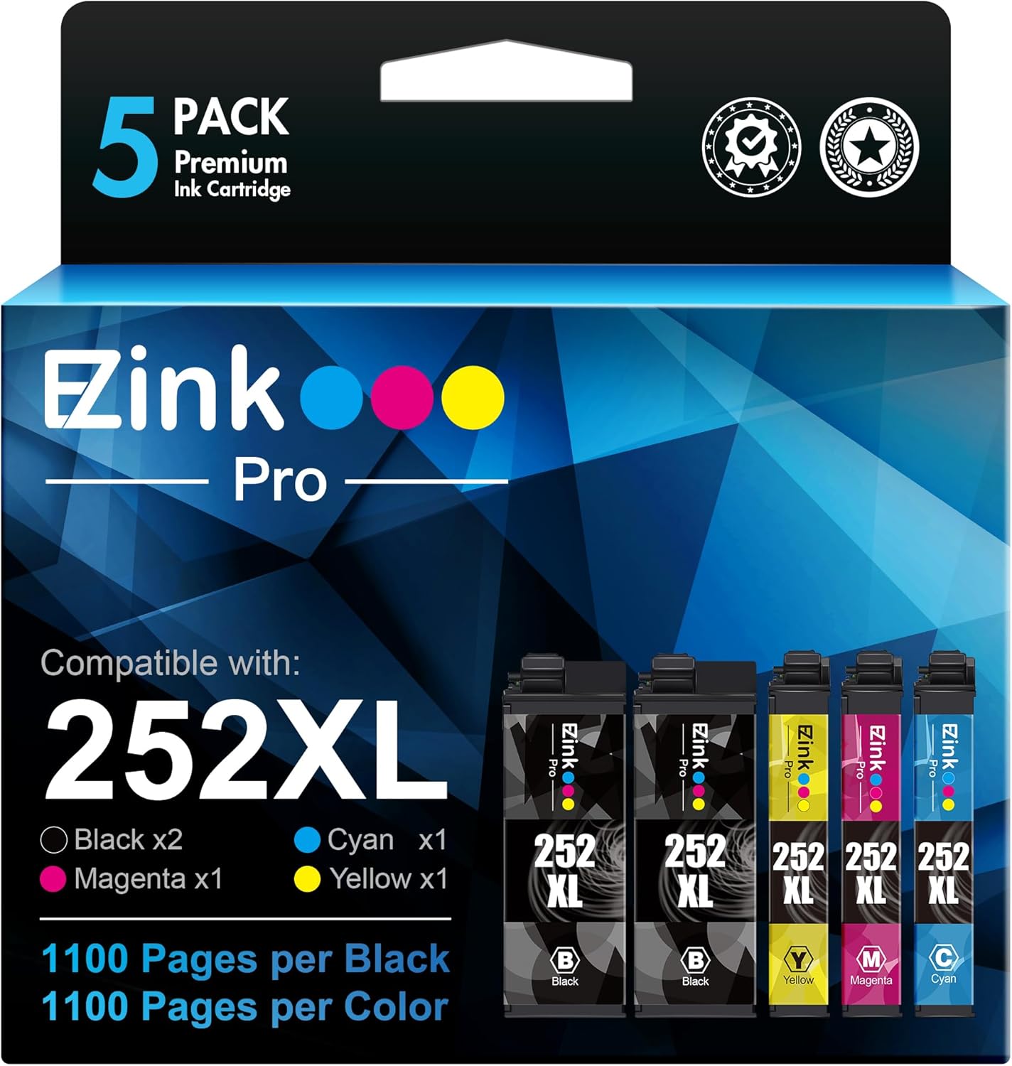 EZ Ink Pro 252XL Remanufactured Ink Cartridges Replacement for Epson
