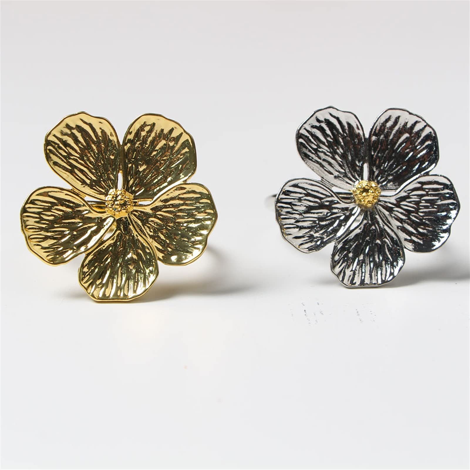 servilletero 10pcs / lot de boda Simple Plum NAPKIN 5 PÉTALES PETALES LUCKY FLOWER SERVKIN RING (Color : Gold)