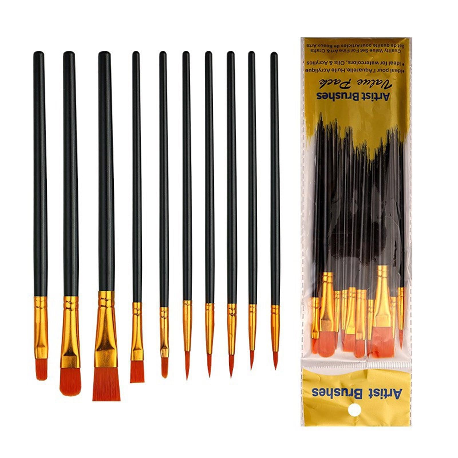 10 Pcs Watercolor Paint Brushes Nylon Hair Painting Brush Art Supplies Watercolor Painting Tool for Artists Students Artist Brushes