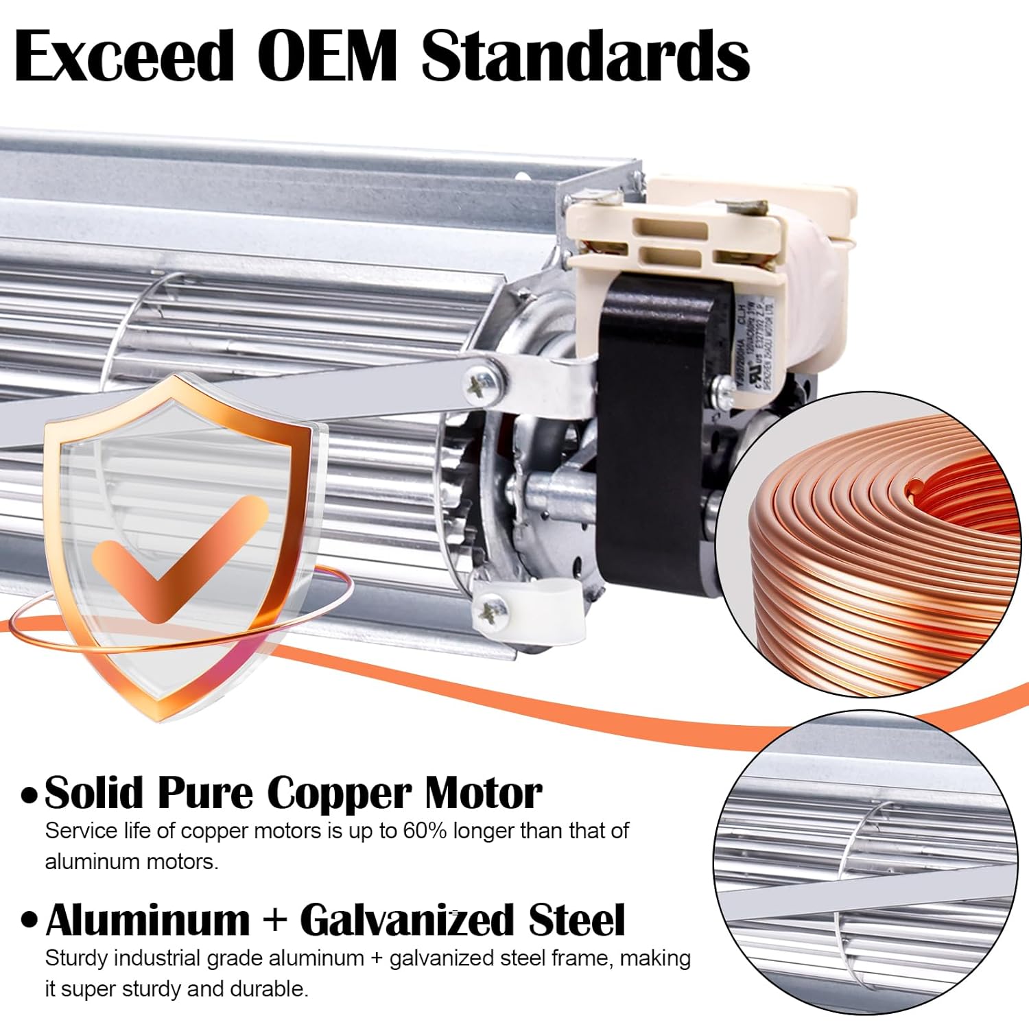 Hiorucet FBK-100, FBK-200, FBK-250, BLOT Replacement Fireplace Blower Fan Unit for Superior, Lennox, Monessen, Majestic, Astria, Martin, Vermont Castings, Rotom HB-RB100.