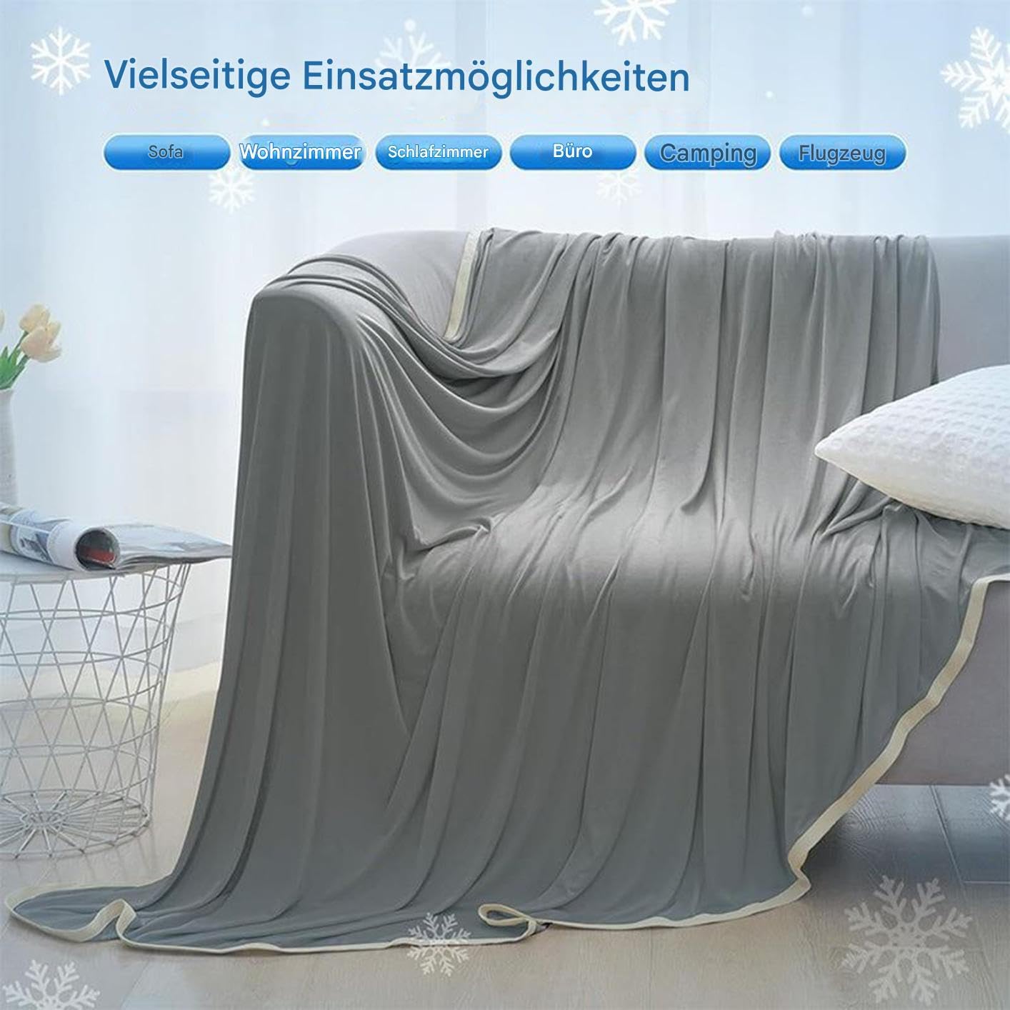 Generisch Coperta rinfrescante, traspirante, 152,4 cm, lavabile, riutilizzabile, per letto singolo, queen e king, estivo per il sonno all'aperto, viaggi, uso quotidiano, blu