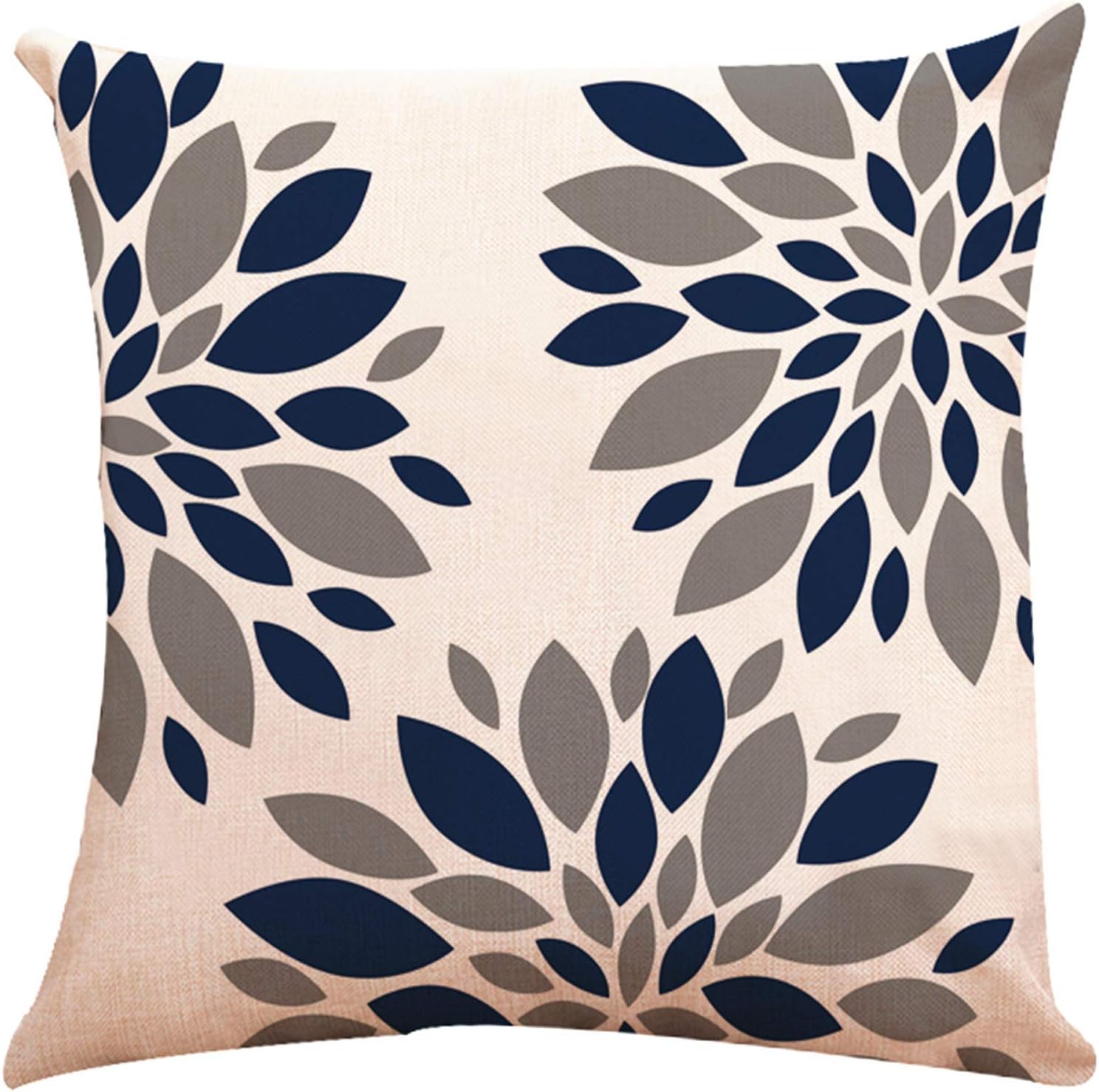 ZUEXT Geometric Throw Pillow Covers 20x20 Inch Double Sided, Set of 4 Cotton Linen Indoor Outdoor Modern Floral Accent Pillow Cushion Cover for Car Sofa Home Decor (Navy Beige Check, Mix & Match)