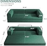 79 Couche de Futon sans os de pouce 4-in-1 Canapé-lit convertible avec cadre en forme fixe, Corduroy Loveseat avec lit d'appoint, Canapé de sol Canapé Modulaire Couch pour salon Chambre Salon salle de cinéma