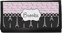 Vista 1 de Funda de lona personalizada para chequera de Paris Bonjour y Torre Eiffel, Cartera delgada