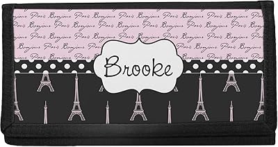 Paris Bonjour and Eiffel Tower Canvas Checkbook Cover (Personalized)