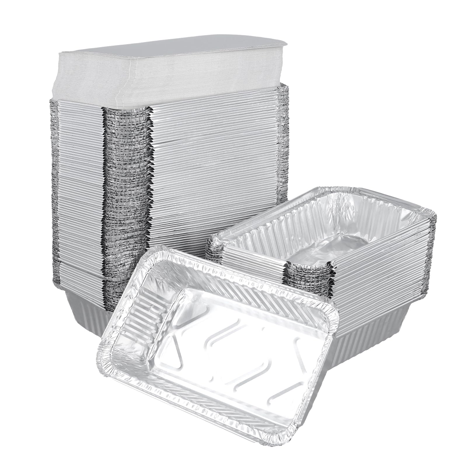 Lot de 125 barquettes jetables en aluminium avec couvercles pour aliments, congélation, grillades et pâtisseries - 500 ml - Récipients en aluminium pour la cuisine et les déplacements