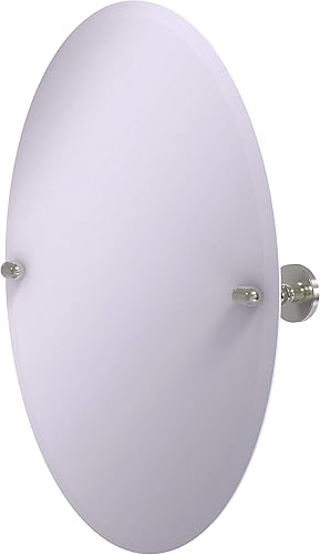 Allied Brass TA-91 Espejo de pared con borde biselado ovalado sin marco, níquel satinado