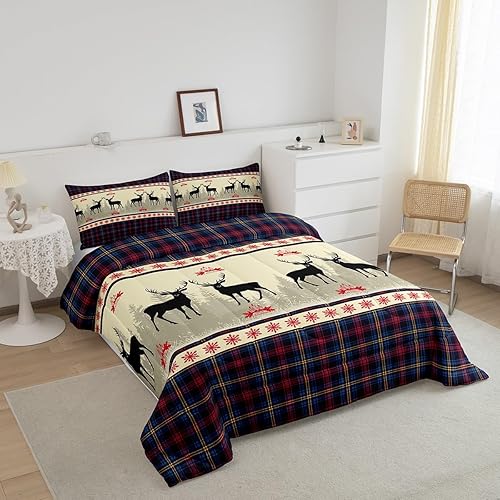 Miniatura 3 de Erosebridal Juego de edredón de ciervos de Navidad, edredón de plumón de cuernos de alce, tamaño matrimonial para niños y niñas, juego de ropa de