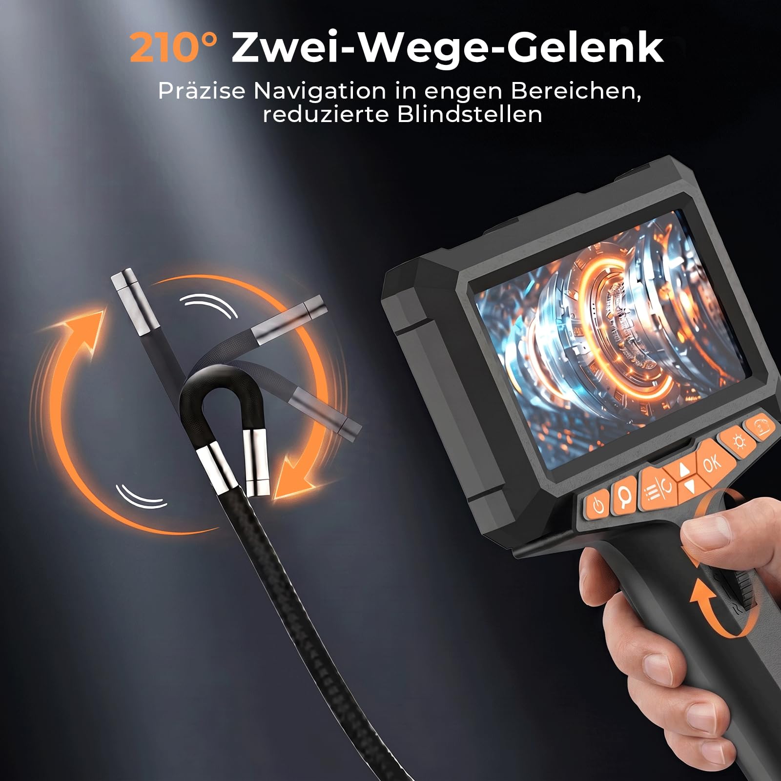 Kentfaith Endoskopkamera mit Licht 5'' Bildschirm 6,2mm IP67 für Auto Motor