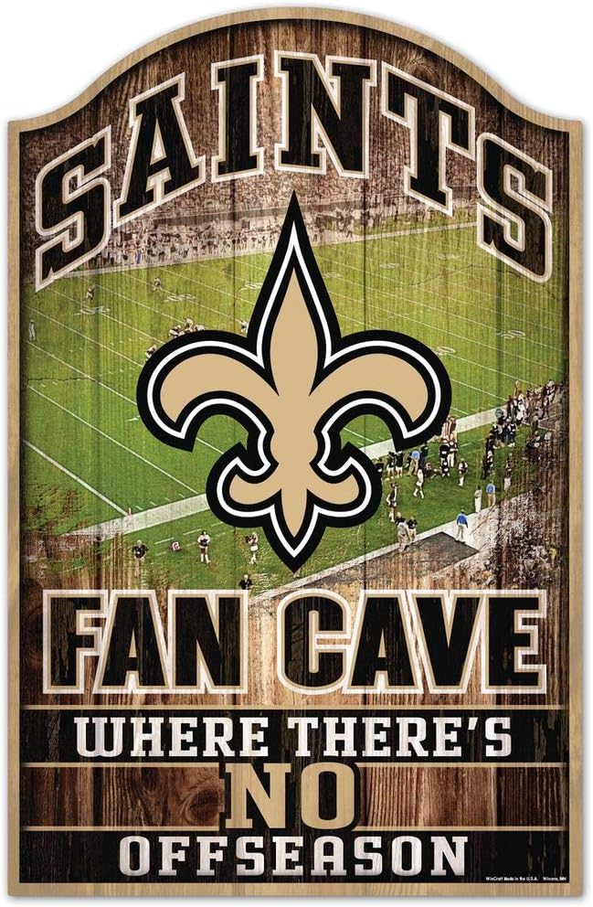 Wincraft NFL New Orleans Saints 05921010 Wood Sign, 11" x 17", Black