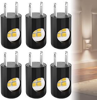 LED Wall Socket Night Light, 2700k Plug-In Outlet Lights Warm White, Cute Automatic Plug Night Light, Non-dimmable, For Bedroom, Bathroom, Bedroom, Hallway, Kitchen and Stairways(Negro,6pcs)