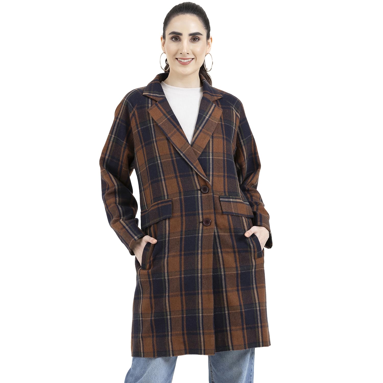 owncraft women's Double breasted Orange Plaid wool coat-picture-35