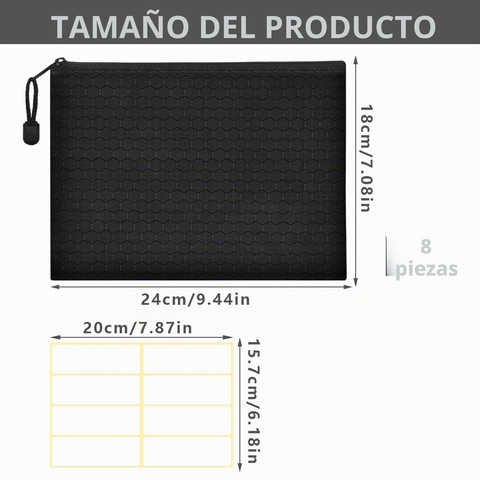 8 Piezas Bolsa para Guardar Dinero, Bolsillos para Billetes con Cremallera A5, Bolsa Dinero Banco de Oxford para la Escuela, la Oficina y los Viajes
