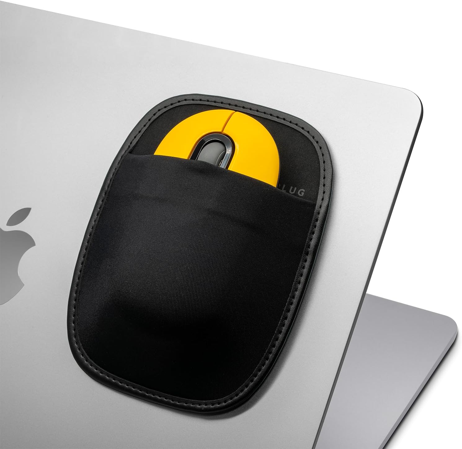 Stick-On Mouse Holder for Laptop, Adhesive Storage Pouch Compatible with Logitech Anywhere, Pebble & Pop, Magic Mouse 1 & 2, Black
