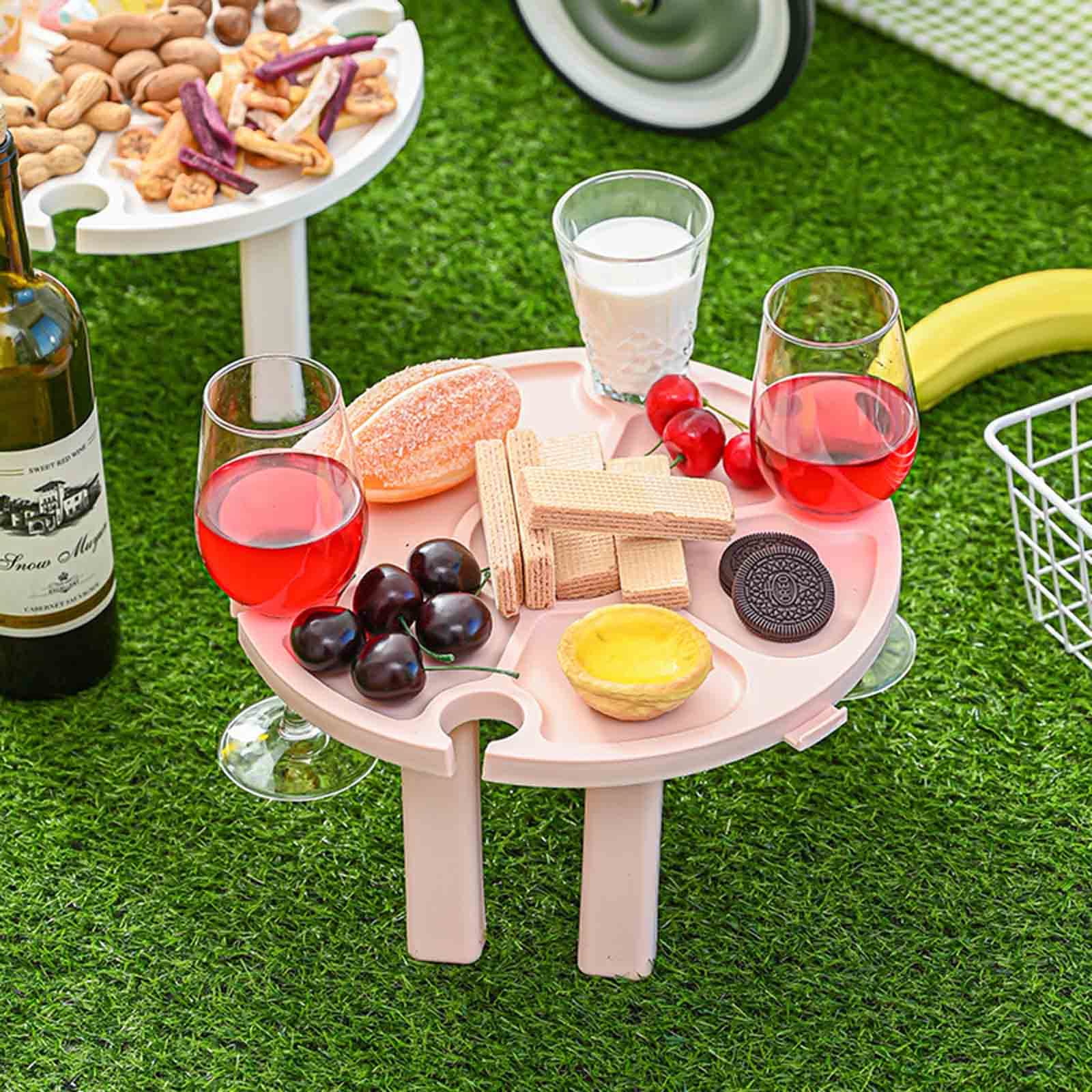 JzcsdkSIL 2 in 1 Wine Table Folding Table Outdoor Wine Table with Wine Holder Easy to Carry