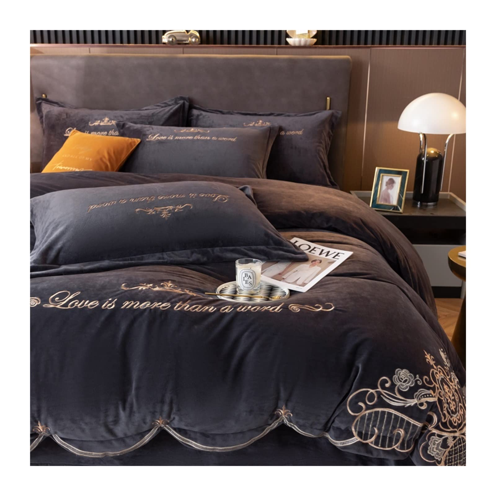 Housse de couette velours de lait lit épais chaud literie hiver 4pcs