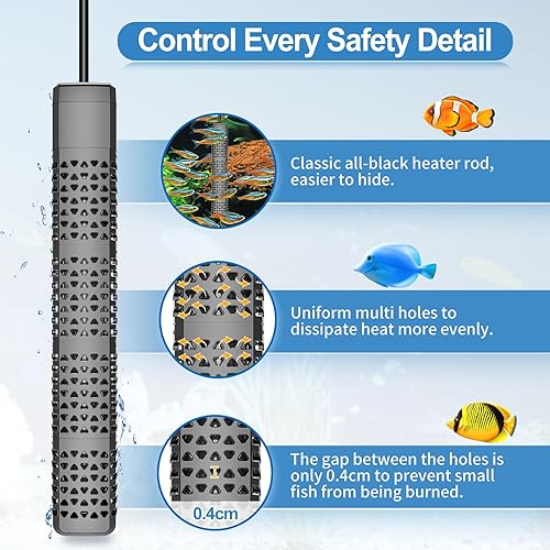 Miniatura 5 de HiTauing Calentador de acuario, calentador de tanque de peces mejorado de 300 W500 W con agua de salida inteligente para detener automáticamente la