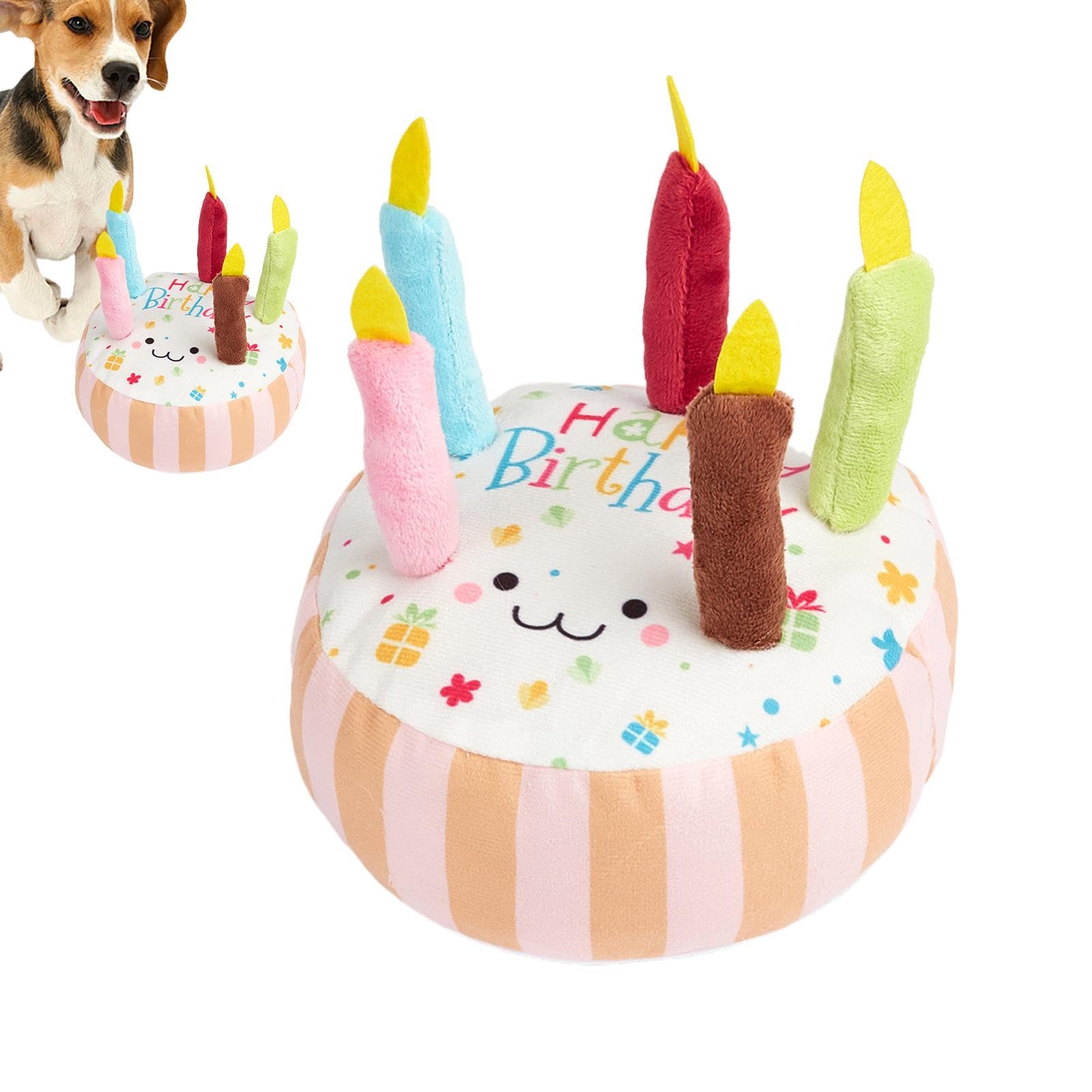 Squeaky Stuffed Dog Toys - Birthday Cake Shape Teething Chew Toys,Interactive Toys for Small and Medium Dogs, Dog Enrichment Toys โ image 1