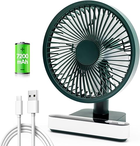 Ventilador de mesa oscilante, ventilador de escritorio silencioso portátil de 6.7 pulgadas con 4 velocidades de flujo de aire fuerte, funciona con