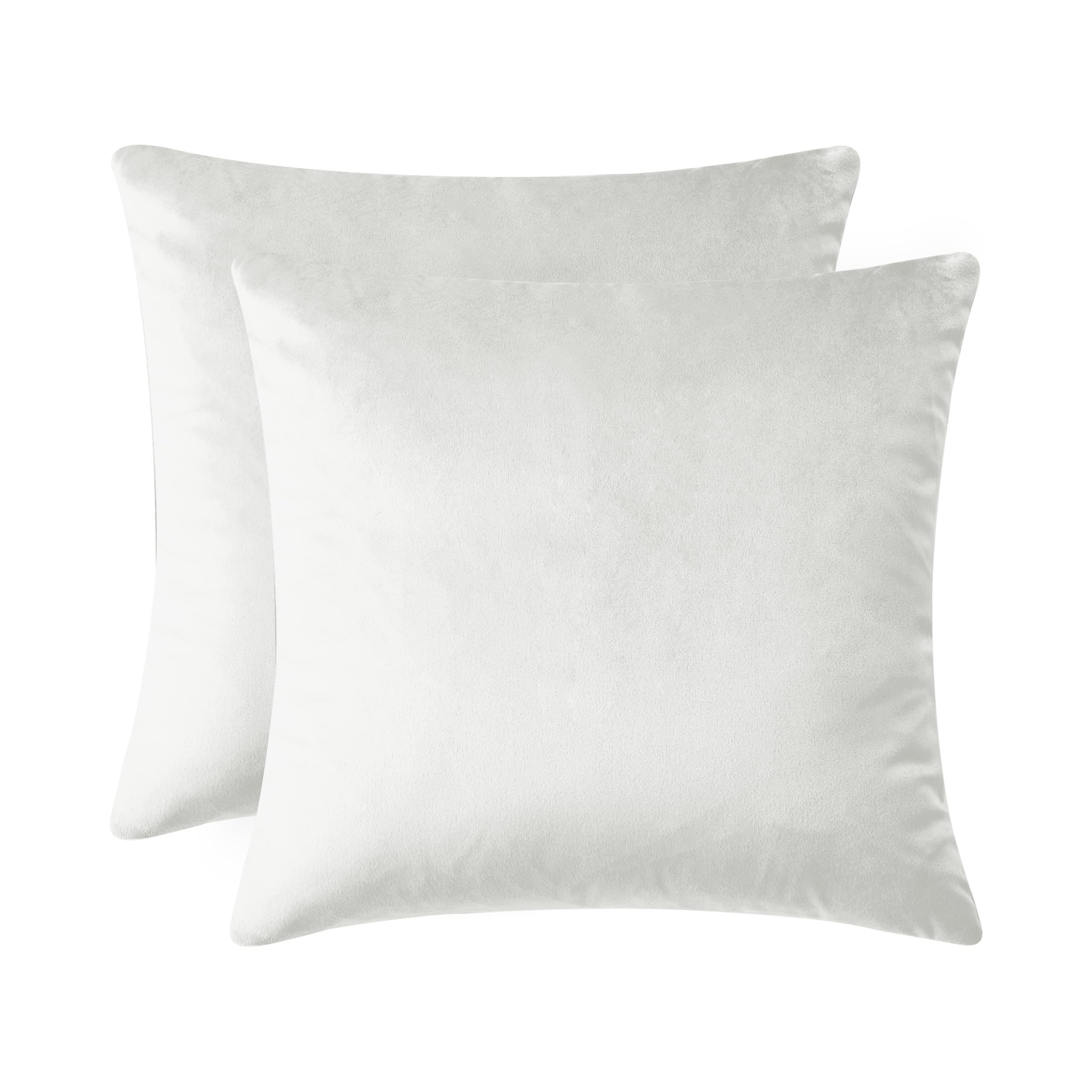 Oxford Homeware White Velvet Cushions with Covers Included, (Pack of 2), 2 Covers & 2 Inners, 45 x 45 cm, Decorative Throw Pillows for Sofa, Couch, Living Room, Invisible Zipper — image 1