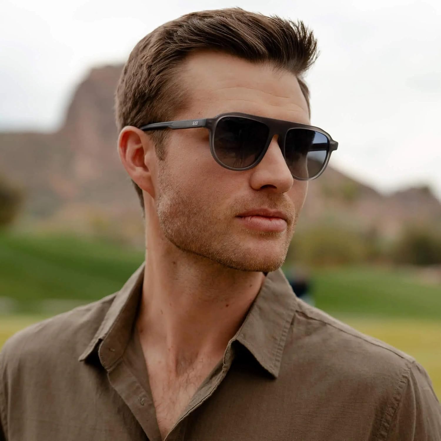 WearMe Pro Bold Retro Polarized Aviator Sunglasses | Geometric Flat Top Frame Design, Gradient Lenses