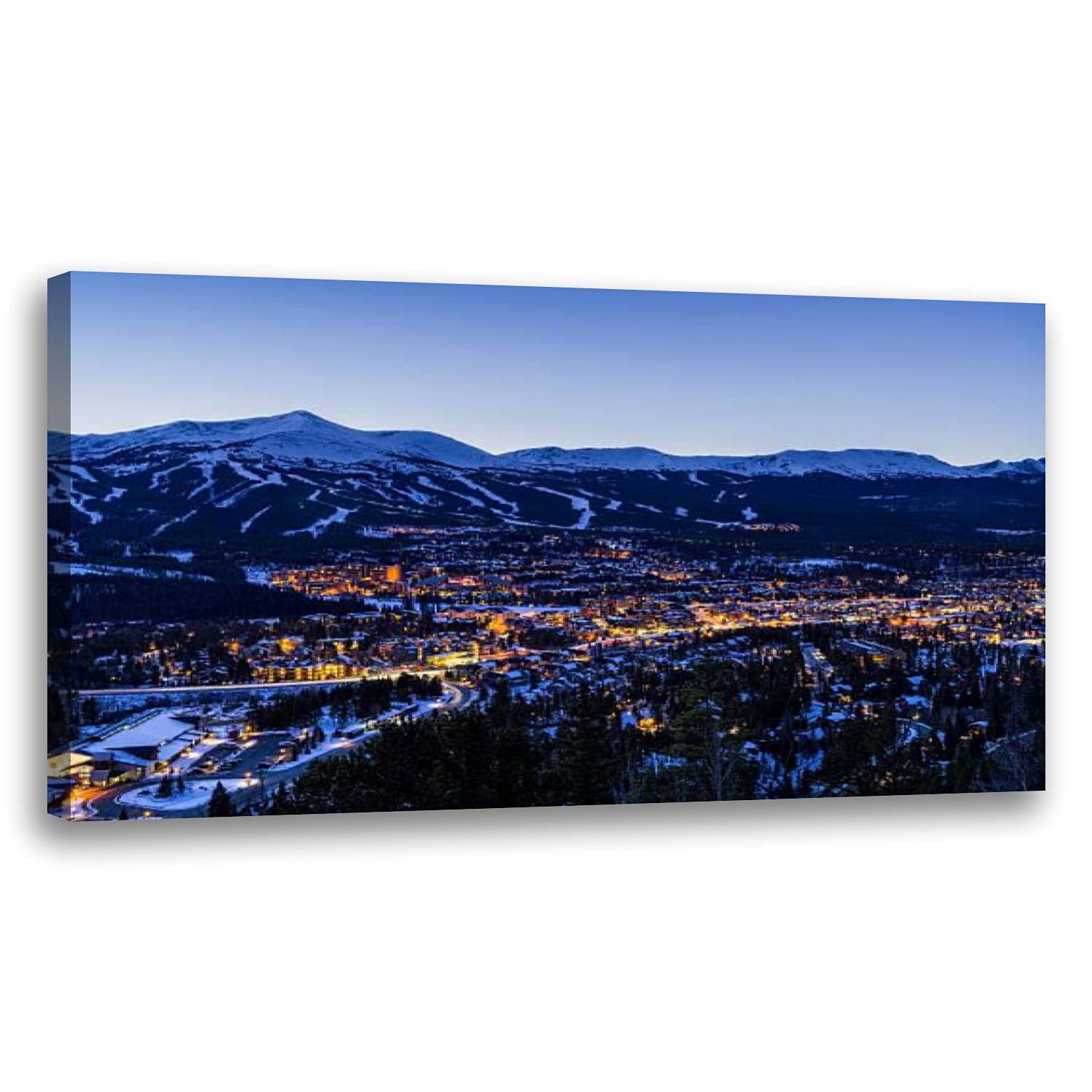 Large Framed Wall Art Ready to Hang 20" x 40" breckenridge colorado winter dusk ski runs breckenridges and Canvas Print Artwork Wall Art Painting Pictures Home Office Wall Décor Modern Poster