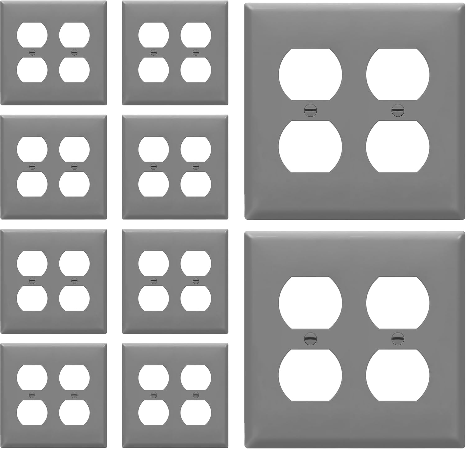 Enerlites 8822-W 2-Gang Duplex Outlet Wall Plate, Standard Size, Unbreakable Polycarbonate, White - 10 Pack