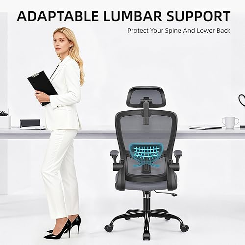 Miniatura 7 de FelixKing Silla de Oficina, Silla de Escritorio con Soporte Lumbar Ajustable, Silla de Computadora Ergonómica con Respaldo Alto y Reposabrazos,