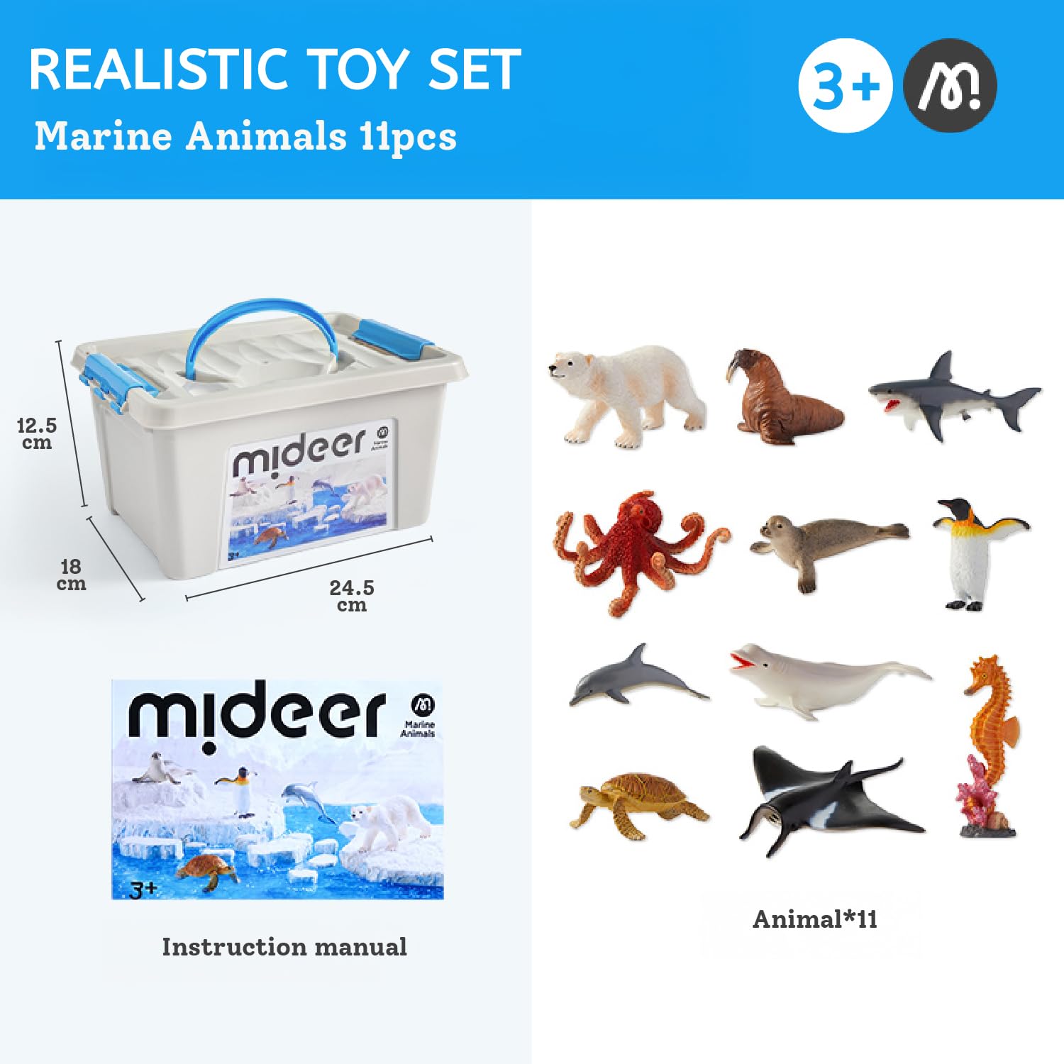 Mideer Juego de colección de animales marinos – 11 piezas