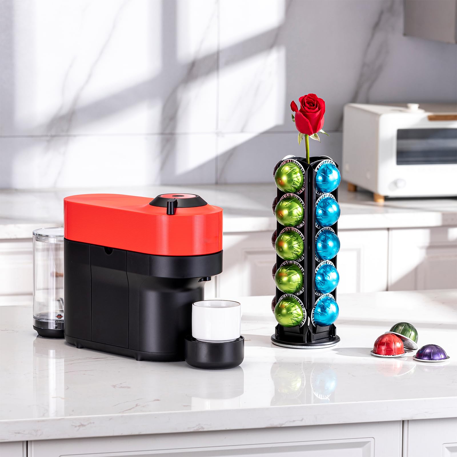 ZCDCP Nespresso - Soporte para cápsulas Vertuo, soporte de carrusel de almacenamiento con 360 grados, organizador de cápsulas de café cromado para Nespresso Vertuo, 20 cápsulas