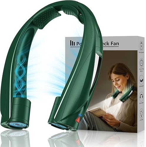 Miniatura 12 de Ventilador de cuello – Ventilador de cuello portátil con luz LED para libros, batería de 6 a 20 horas de duración, 6 velocidades ajustables, USB-C