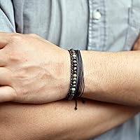 Vista 321 de Handmade Natural Stone Beaded Healing Bracelet Gift for Men Adjustable Rope String Bracelet