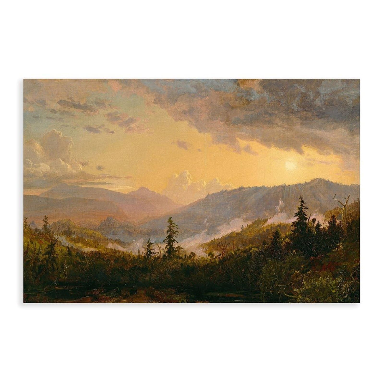DFJyjFGJJ Jasper Francis Cropsey,Sunset after A Storm in The Catskill Mountains,famous Art Prints Canvas Posters Wall Art Bedroom Office Room Decor Gift 12" L X 18" W