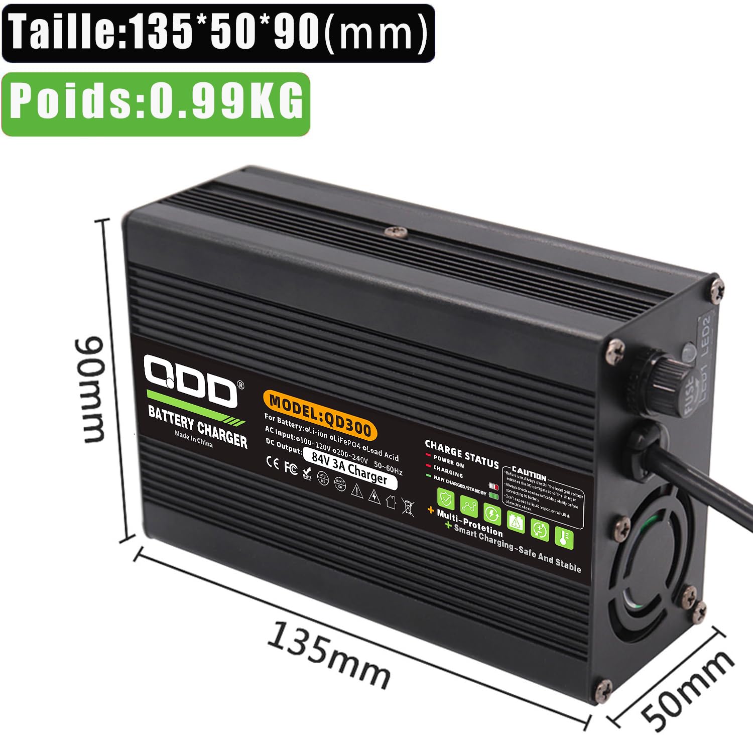 QDD 84 V 3 A ładowarka 72 V akumulator litowo-jonowy Smart ładowarka do 20 S 72 V akumulator litowo-jonowy High Power z wentylatorem obudowa aluminiowa