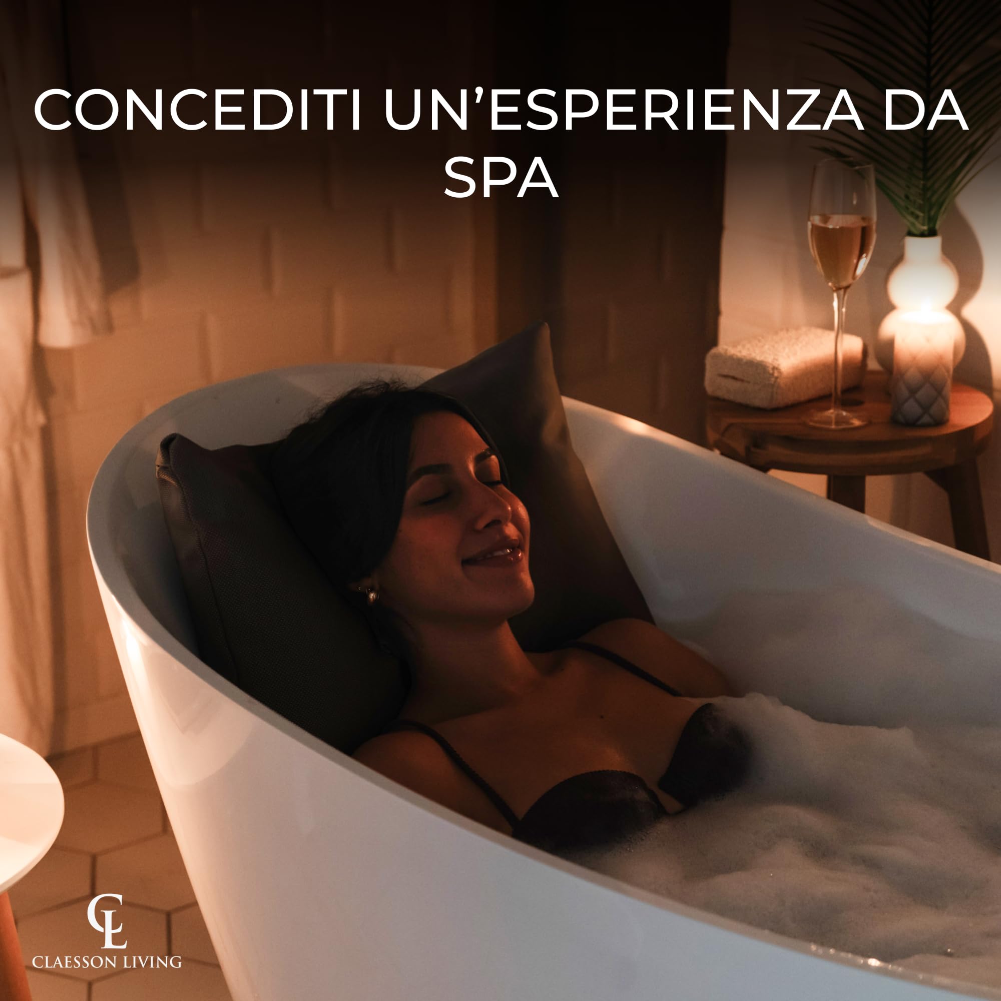 Cuscino vasca da bagno - Spesso e comodo, per supporto testa, collo e schiena - Materassino vasca da bagno lavabile e a rapida asciugatura, perfetto per bagno rilassante in casa - Grigio scuro