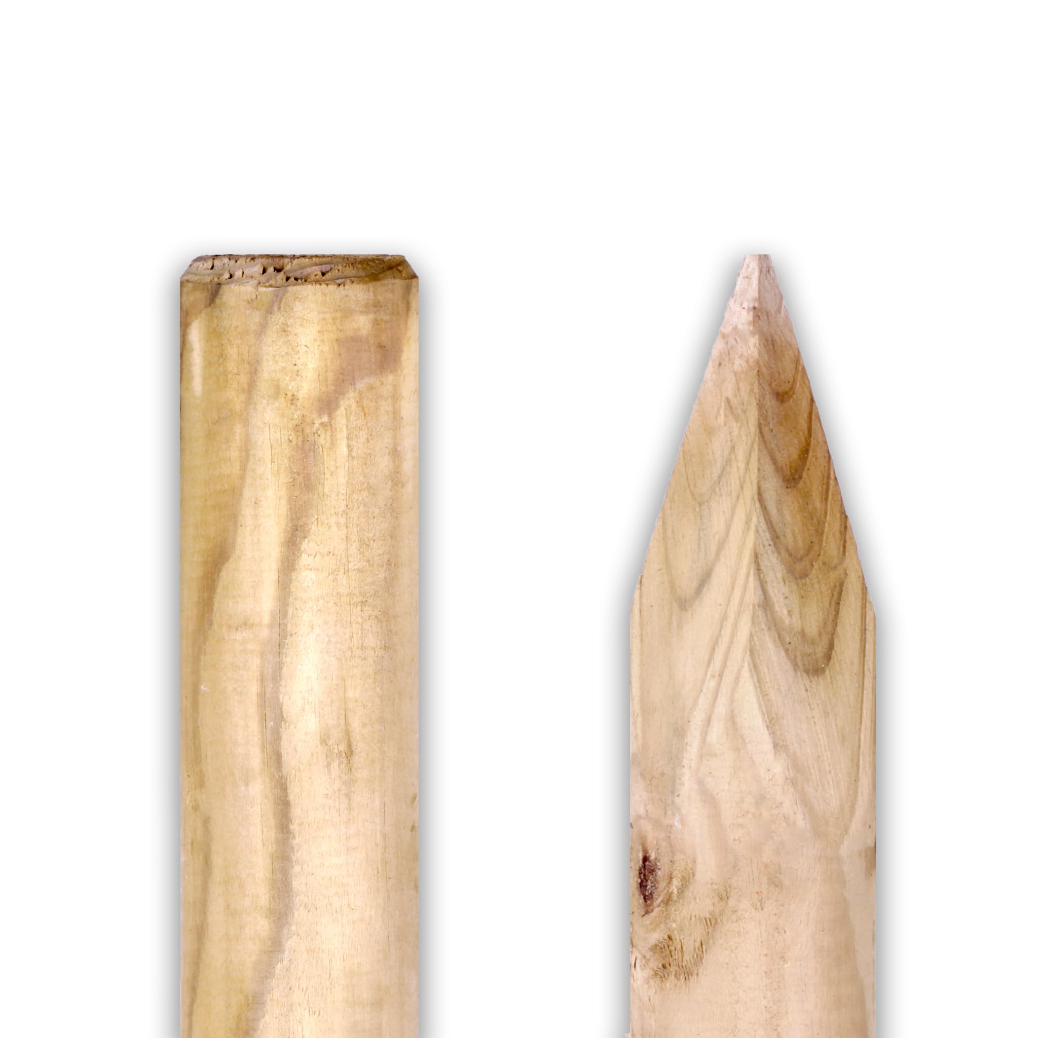 Holzpfahl KDI grün gespitzt 6 cm Ø aus imprägniertem Holz | 100/125/150 cm Länge | Zaunpfahl Gartenpfahl Weidezaun Pfosten Pflanzpfahl Rankhilfe Holzpfosten wetterfest langlebig (125 cm Länge)