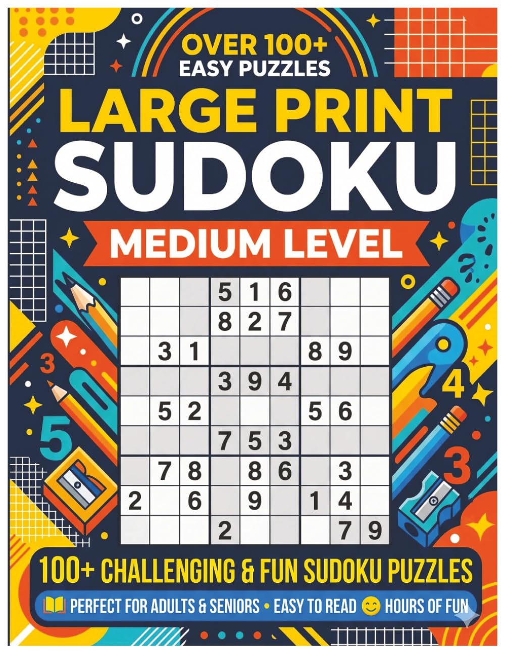 Large Print Sudoku: Medium Level: 100+ Brain Games for Adults and Seniors, Easy to Read Puzzles with Solutions