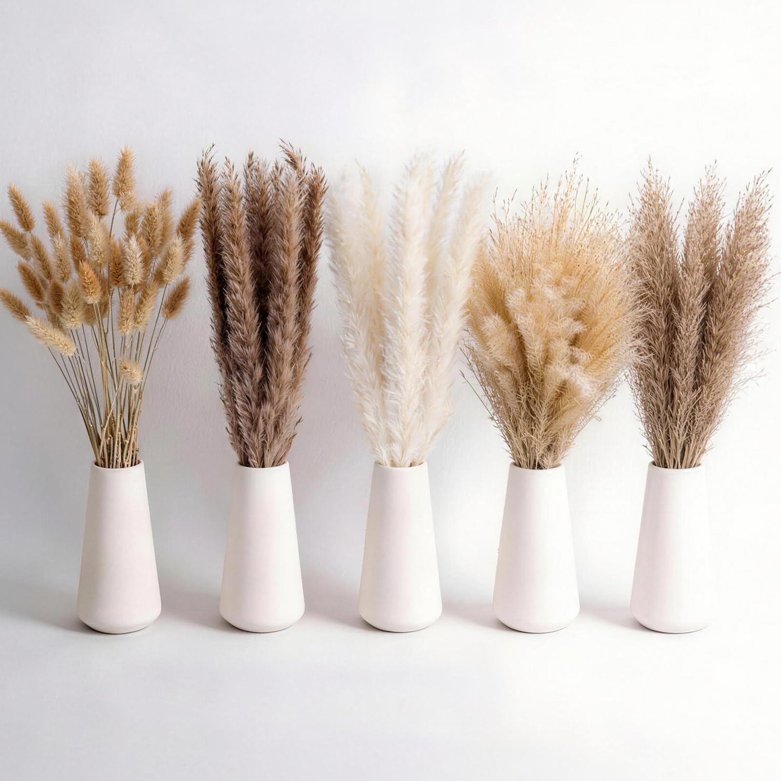 BOSONER Getrocknete Pampasgras Deko Bouquet: 110 Stück Pampasgras Getrockneten Blumen Schilfgrasstrauß für für Hochzeit, Boho-Blumen, Heimtischdeko, rustikale Bauernhausparty