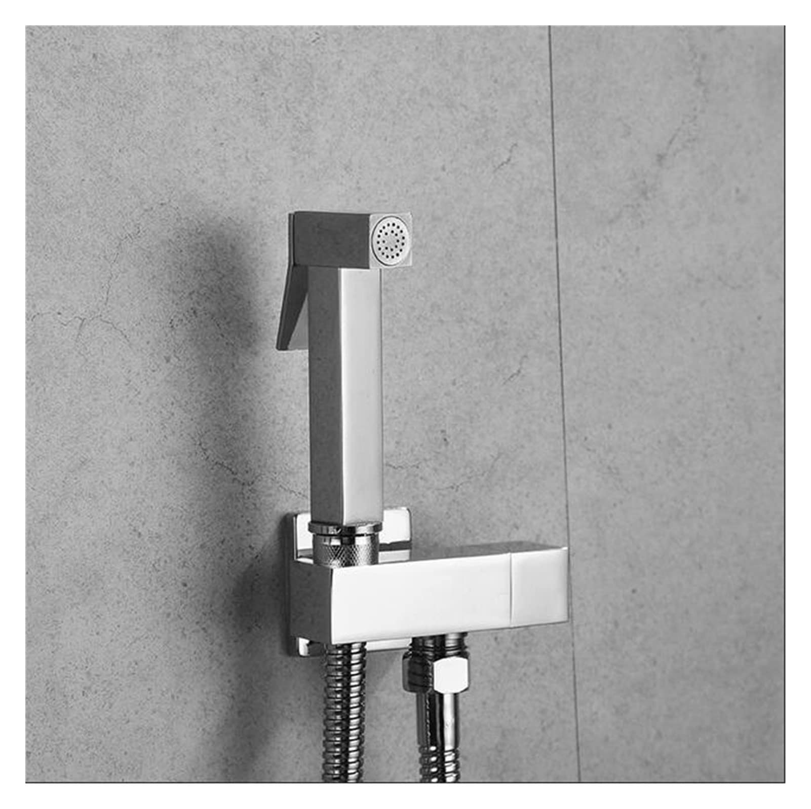 Kit douchette bidet à jet ajustable avec pommeau carré et robinet en cuivre