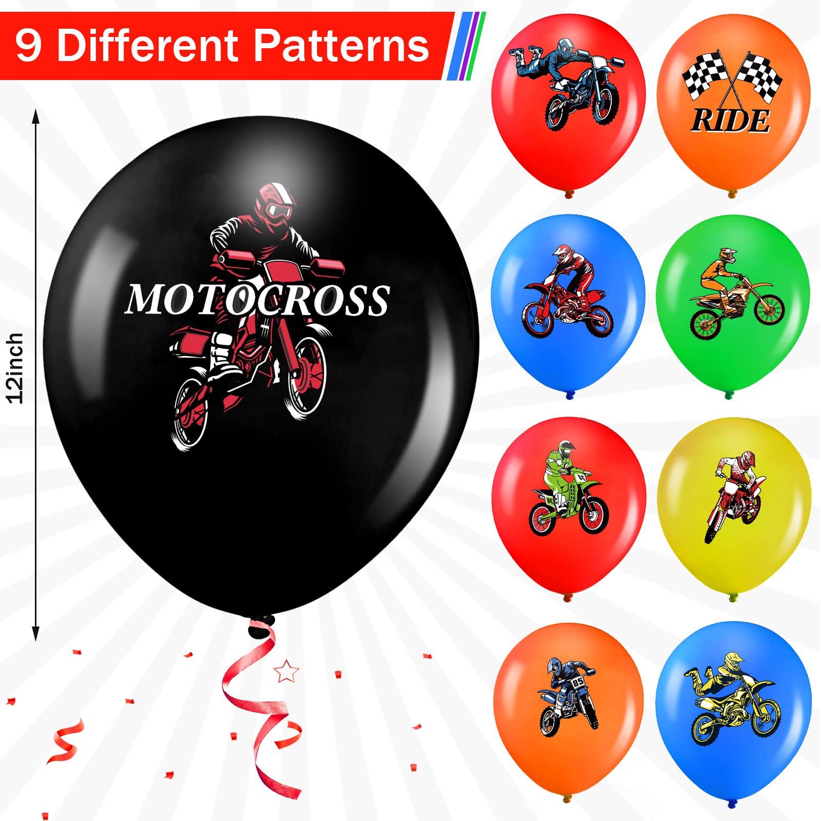 Set 9 Palloncini In Alluminio Per Feste A Tema Moto E Corsa, Con Casco E Auto, Decorazioni Compleanno