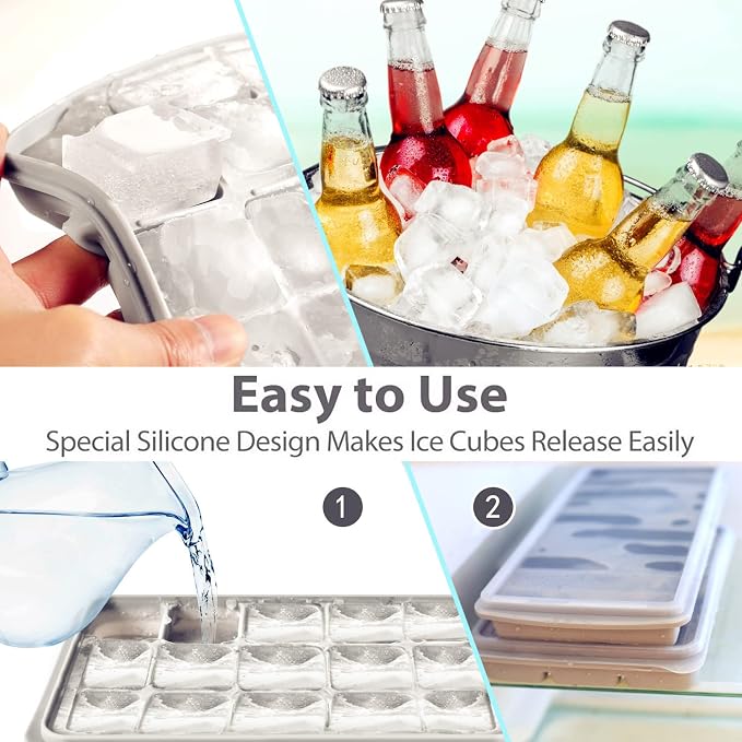 Bandeja para cubos de hielo con tapa de silicona miniatura 4