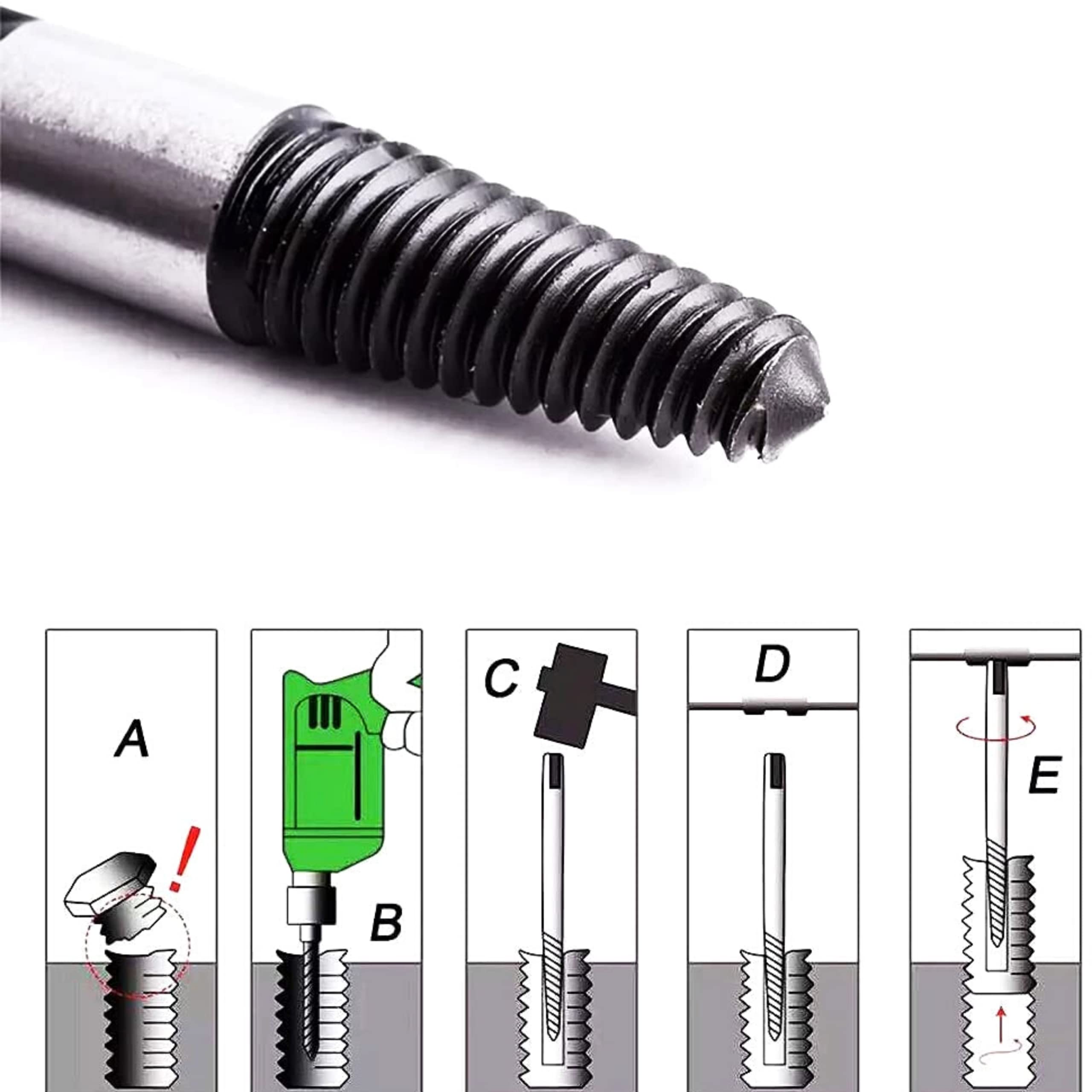 Homdum Damaged Screw Extractor Remover Tools Kit for Stripped Screw and broken bolt Removers Set of 5 Pcs Screwdriver Bit Set 4
