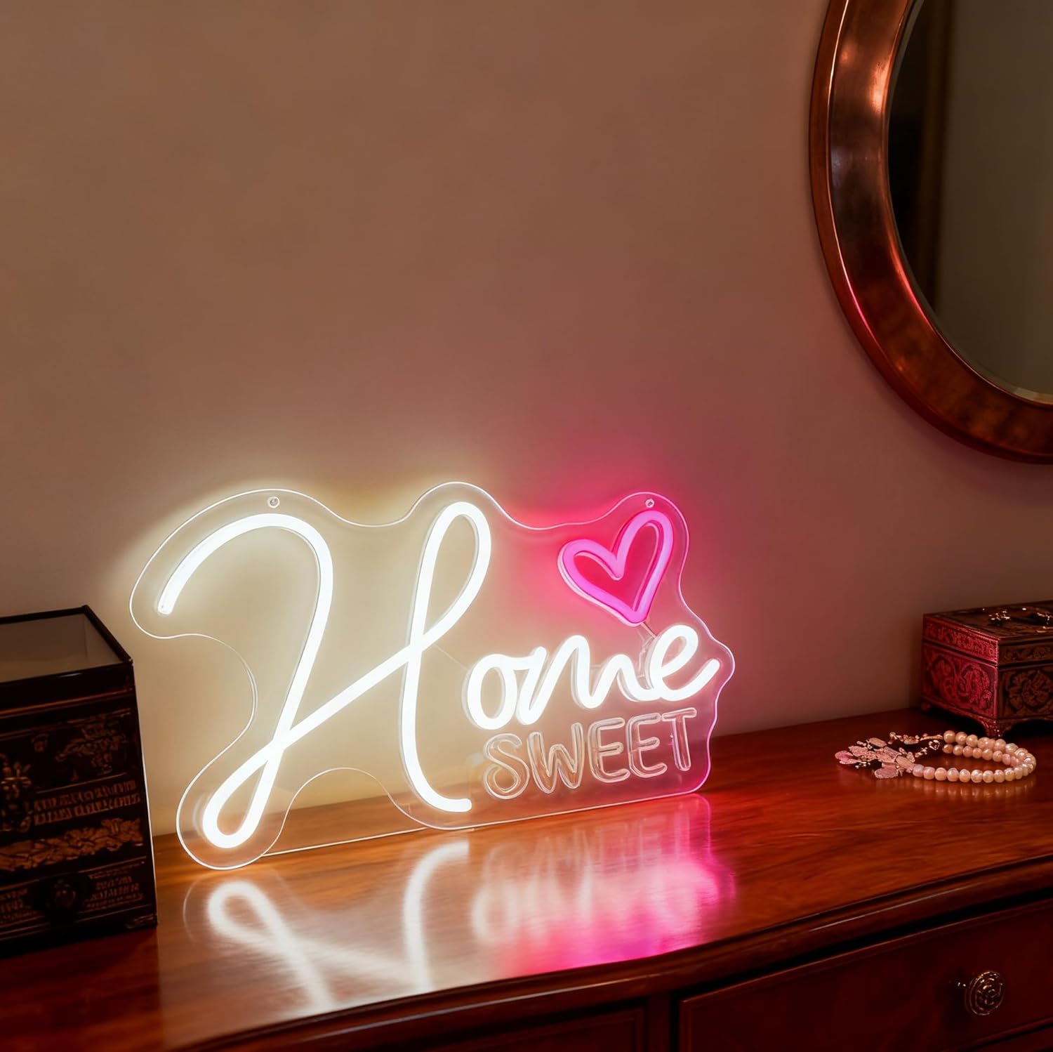 Home Sweet LED Neon Sign, USB Powered Dimmable Decorative Neon Light for Home Living Room Bedroom Entryway Warm Cozy Ambiance Decor Gift Wall Table Accent 17.1 x 10 In
