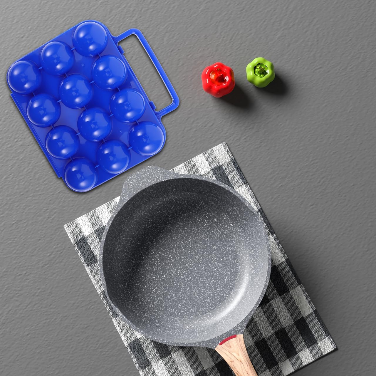 Portable Egg Carrier, Blue, Plastic, 6 Grid Egg Storage Box with Handle, Foldable Design, 150