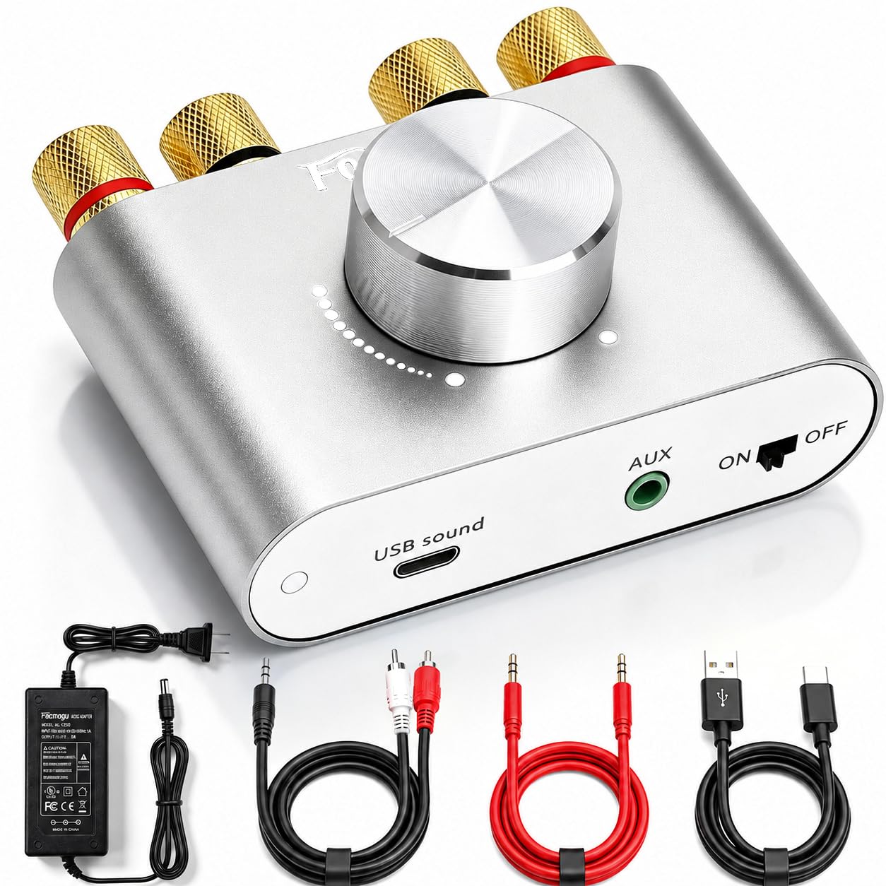 View 1 of (no cord) Facmogu F900S 80W+80W Bluetooth 5.0 Mini Power Amplifier
