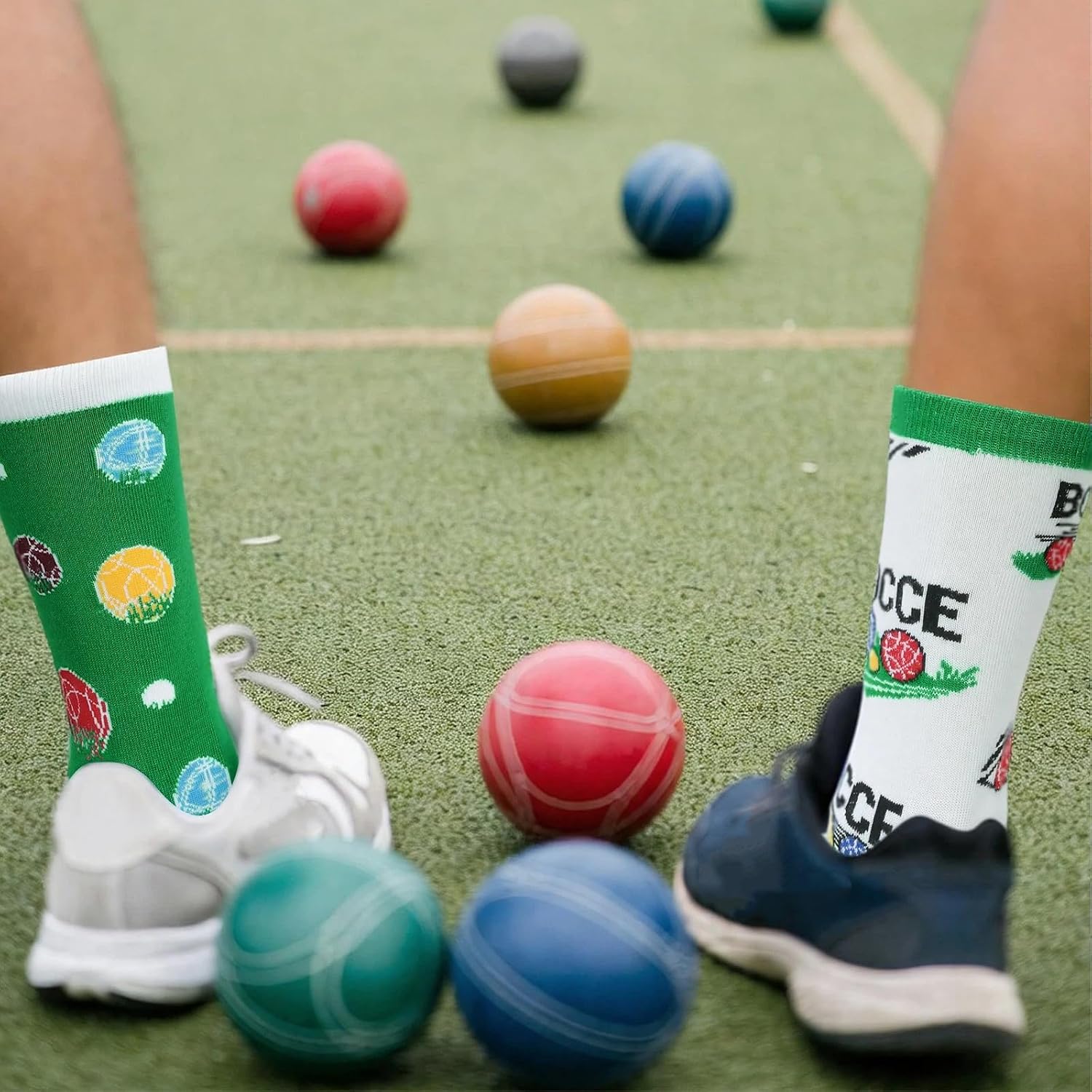 Unittype It's Bocce O'clock Funny Bocce Ball Sock Half Calf Novelty Socks with Colorful Crazy Designs Gifts for Men Women