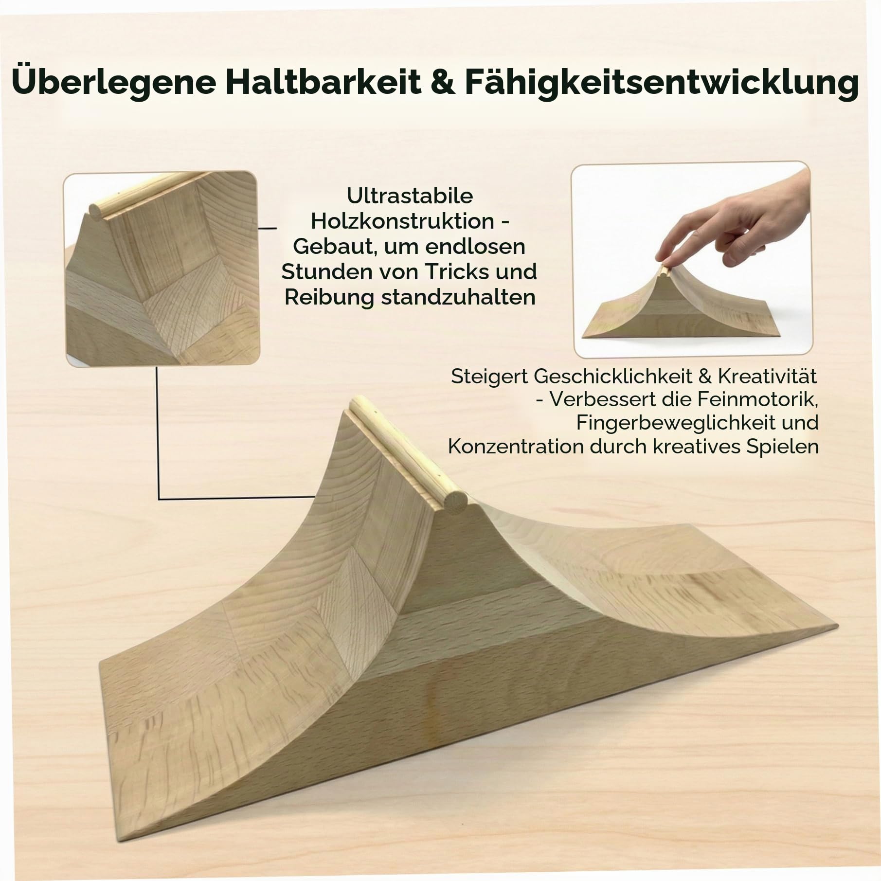 Fingerboard-Rampe, professionelle Skateboard-Rampe aus Holz – realistische Fingerboard-Hindernisse für Jungen und Kinder (Stil 1)