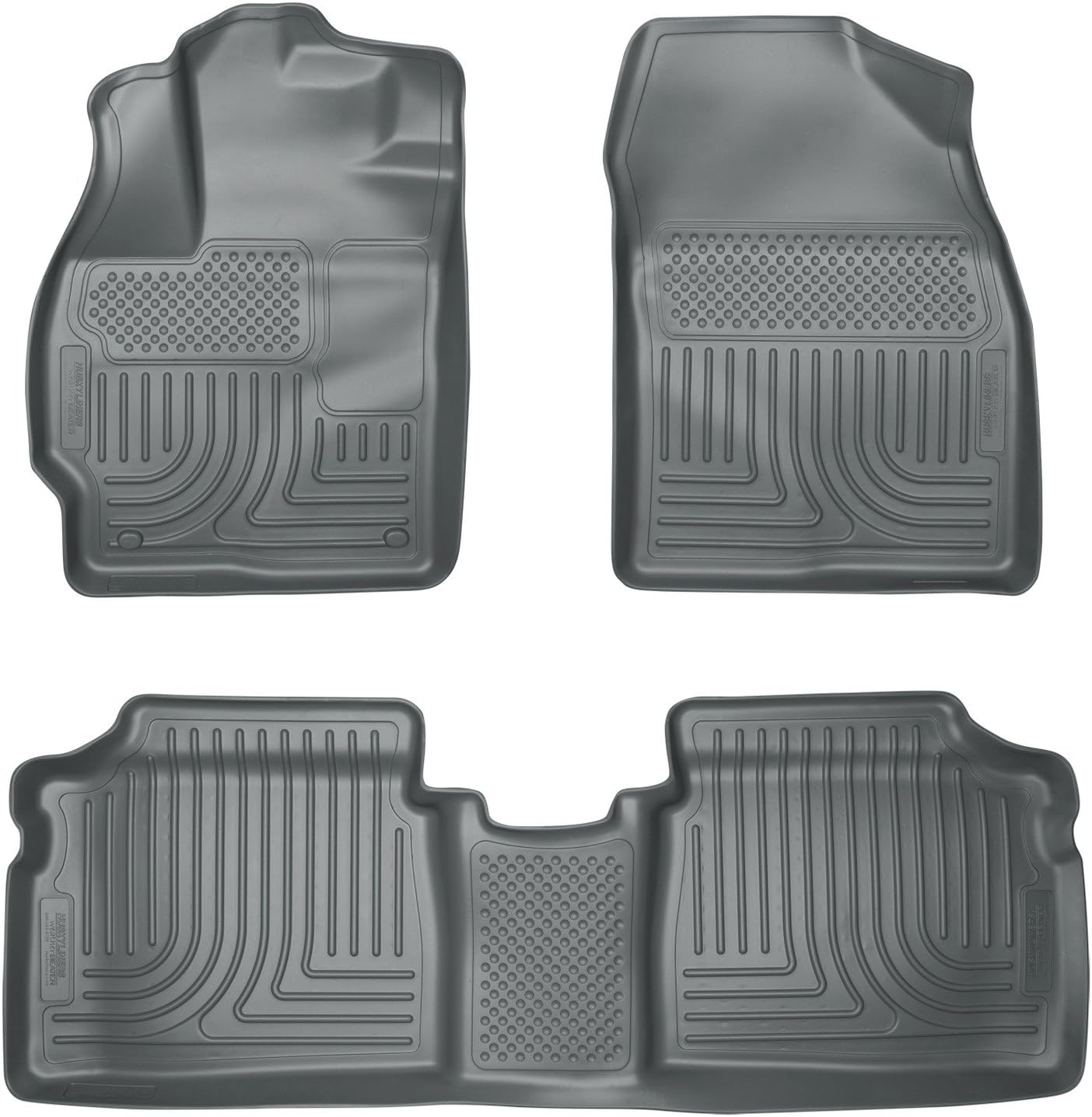 Husky Liners Weatherbeater Floor Mats | Fits 2010-2014 Toyota Prius | Front & 2nd Row, 3-pc Grey - 98922